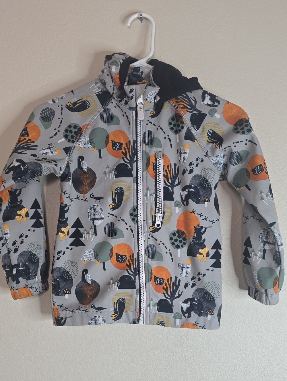 Reima Softshell Jacket Kids Grey Animal Print Waterproof Jacket Size 116